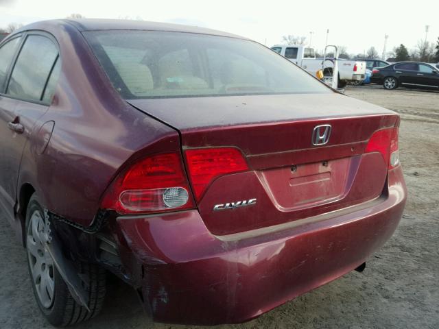 1HGFA16517L049329 - 2007 HONDA CIVIC LX RED photo 9