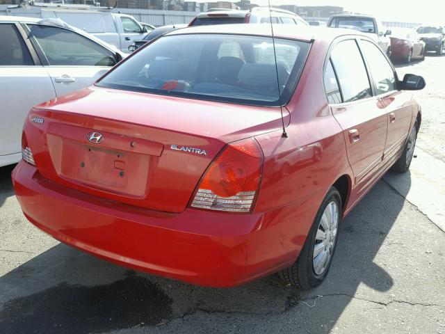 KMHDN46D74U873212 - 2004 HYUNDAI ELANTRA GL RED photo 4