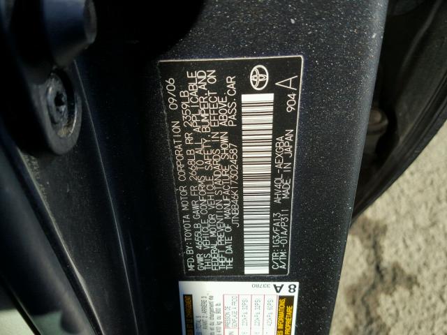 JTNBB46K173024587 - 2007 TOYOTA CAMRY NEW GRAY photo 10