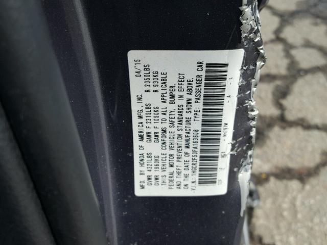 1HGCR2F50FA163608 - 2015 HONDA ACCORD SPO SILVER photo 10