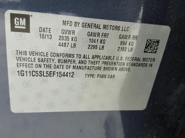 1G11C5SL5EF154412 - 2014 CHEVROLET MALIBU 1LT 蓝色 照片 10