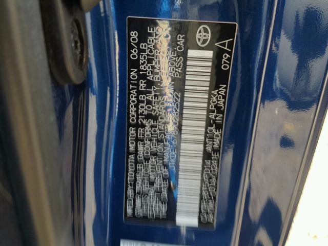 JTKDE167890282522 - 2009 TOYOTA SCION TC 蓝色 照片 10