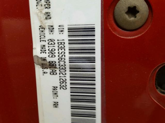 1B3ES56C33D212632 - 2003 DODGE NEON SXT RED photo 10