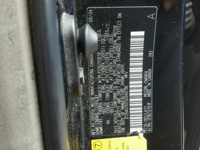 2T2HA31U75C040796 - 2005 LEXUS RX 330 BLACK photo 10