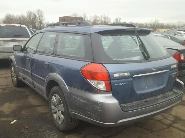 4S4BP60C687322108 - 2008 SUBARU OUTBACK BLUE photo 3