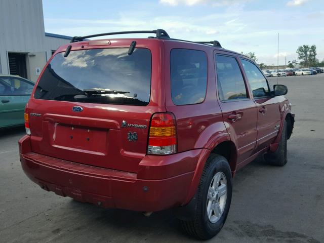 1FMYU96H16KC63891 - 2006 FORD ESCAPE HEV RED photo 4