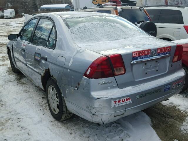 2HGES15231H585171 - 2001 HONDA CIVIC DX GRAY photo 3