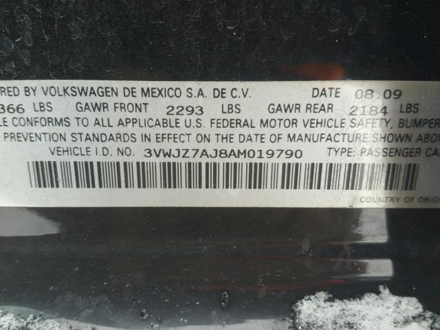 3VWJZ7AJ8AM019790 - 2010 VOLKSWAGEN JETTA S Qara foto 10