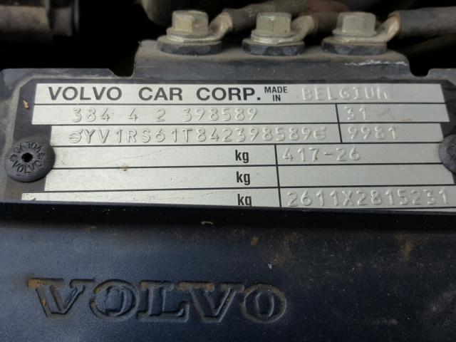 YV1RS61T842398589 - 2004 VOLVO S60 BLUE photo 10