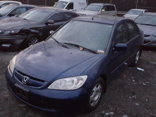 JHMES96675S002175 - 2005 HONDA CIVIC HYBR BLUE photo 2