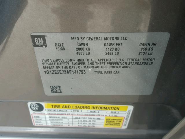 1G1ZE5E73AF141793 - 2010 CHEVROLET MALIBU LTZ BROWN photo 10