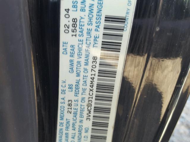 3VWCD31CX4M417038 - 2004 VOLKSWAGEN NEW BEETLE 黑色 照片 10