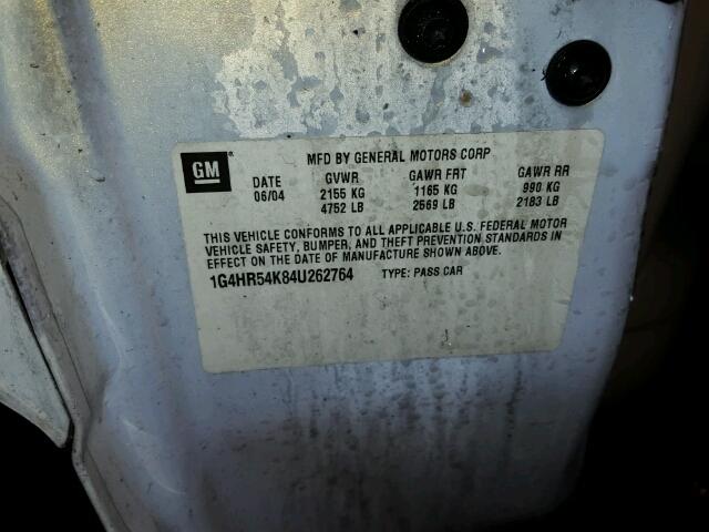 1G4HR54K84U262764 - 2004 BUICK LESABRE LI WHITE photo 10