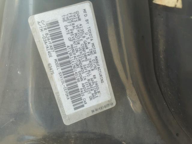 4T1SK11E1NU140198 - 1992 TOYOTA CAMRY DLX BLACK photo 10