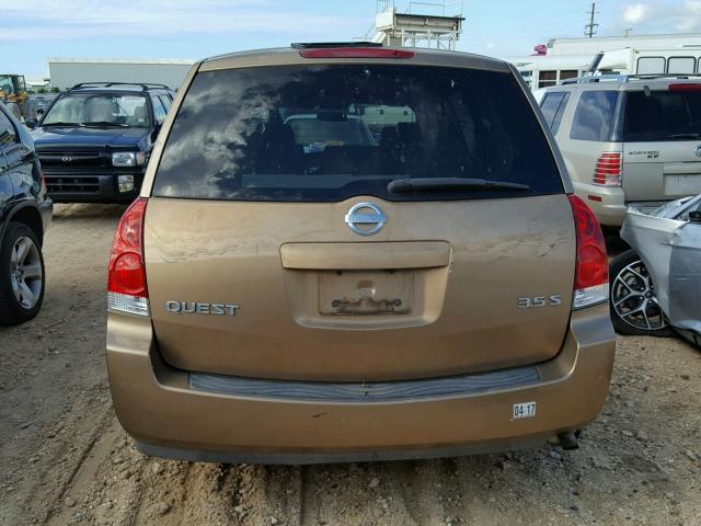 5N1BV28U64N337435 - 2004 NISSAN QUEST S BROWN photo 6