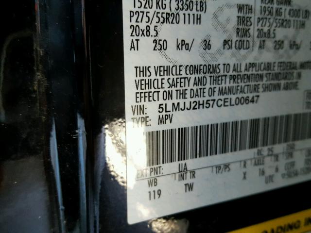 5LMJJ2H57CEL00647 - 2012 LINCOLN NAVIGATOR BLACK photo 10