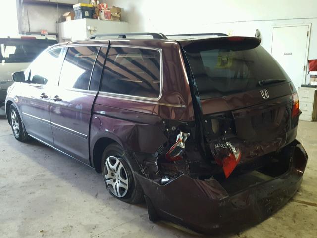 5FNRL38407B015357 - 2007 HONDA ODYSSEY EX PURPLE photo 3