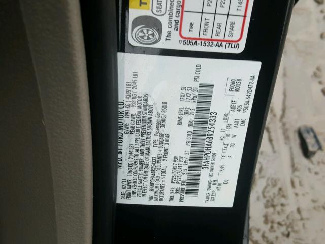 3FAHP0HA6BR254333 - 2011 FORD FUSION SE BLACK photo 10