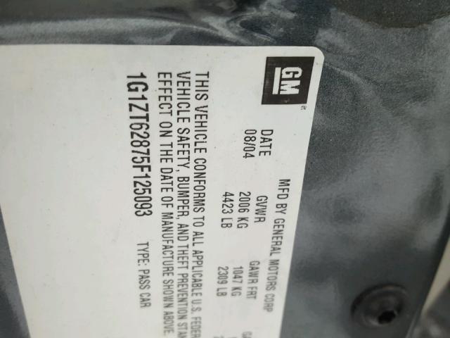 1G1ZT62875F125093 - 2005 CHEVROLET MALIBU MAX 灰色 照片 10