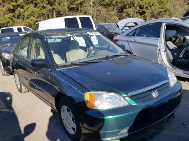 1HGES15581L071880 - 2001 HONDA CIVIC LX GREEN photo 1