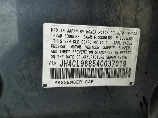 JH4CL96854C037019 - 2004 ACURA TSX GREEN photo 10