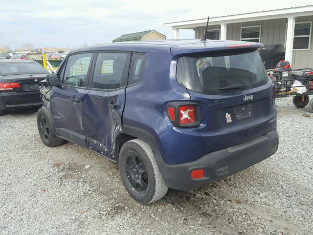 ZACCJAAW1GPC42335 - 2016 JEEP RENEGADE S BLUE photo 3