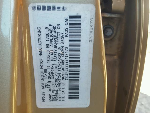 1Y1SK5283YZ417473 - 2000 CHEVROLET GEO PRIZM GOLD photo 10