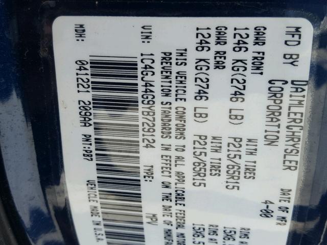 1C4GJ44G9YB729124 - 2000 CHRYSLER GRAND VOYA Mavi foto 10