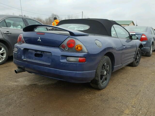 4A3AE45G83E108681 - 2003 MITSUBISHI ECLIPSE SP BLUE photo 4