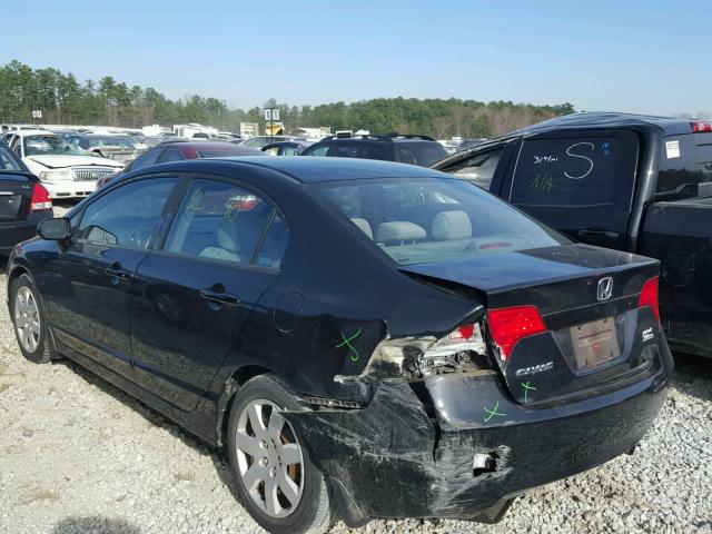 1HGFA16558L075160 - 2008 HONDA CIVIC LX BLACK photo 3