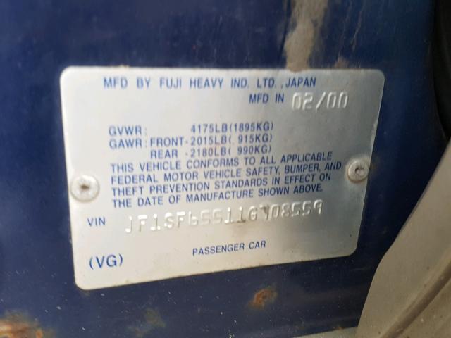 JF1SF65511G708559 - 2001 SUBARU FORESTER S 蓝色 照片 10