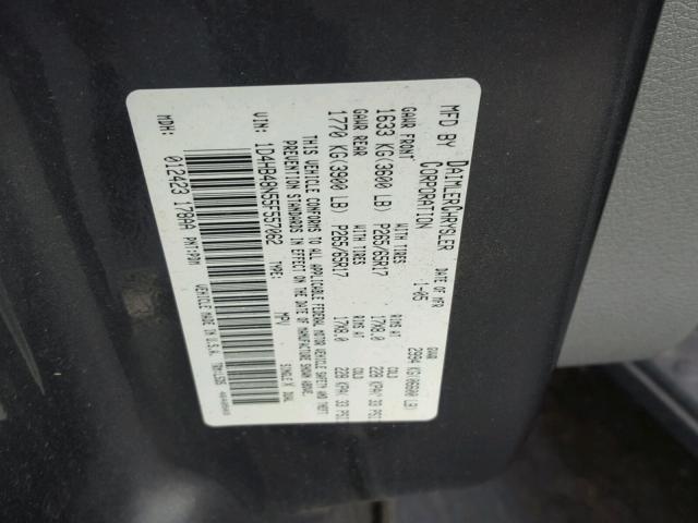 1D4HB48N55F557062 - 2005 DODGE DURANGO SL GRAY photo 10