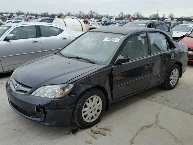 2HGES16675H532707 - 2005 HONDA CIVIC LX BLACK photo 2