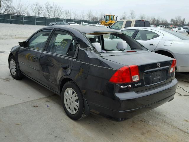 2HGES16675H532707 - 2005 HONDA CIVIC LX BLACK photo 3