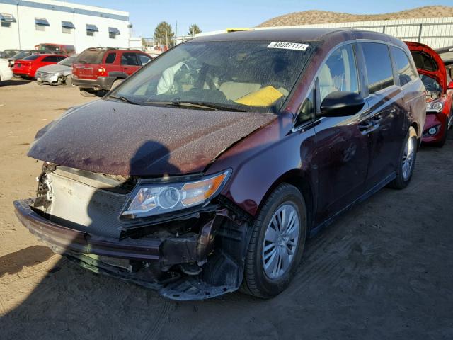 5FNRL5H21GB015541 - 2016 HONDA ODYSSEY LX MAROON photo 2