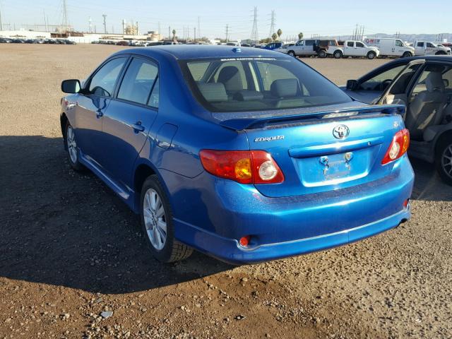 1NXBU40E09Z055582 - 2009 TOYOTA COROLLA BA BLUE photo 3