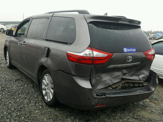 5TDYK3DC9GS741791 - 2016 TOYOTA SIENNA XLE GRAY photo 3