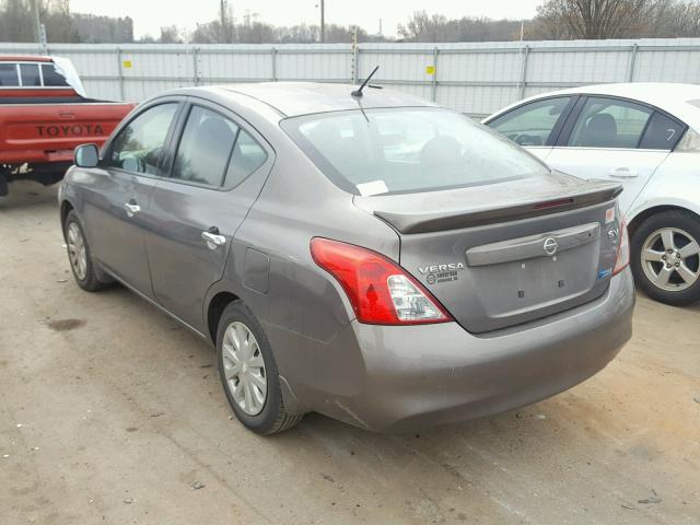 3N1CN7AP0EL824208 - 2014 NISSAN VERSA S GRAY photo 3