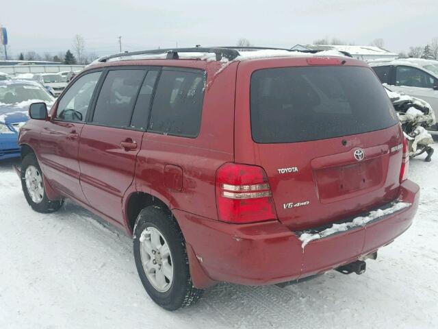 JTEHF21A230122752 - 2003 TOYOTA HIGHLANDER BURGUNDY photo 3