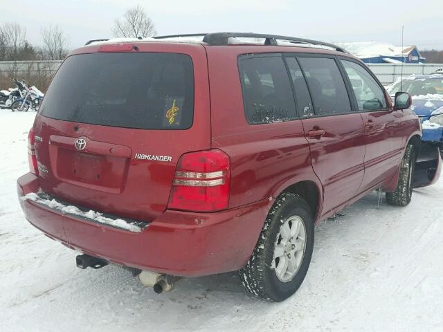 JTEHF21A230122752 - 2003 TOYOTA HIGHLANDER BURGUNDY photo 4