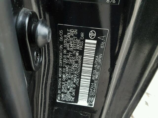 JTKDE177X60068898 - 2006 TOYOTA SCION TC 黑色 照片 10