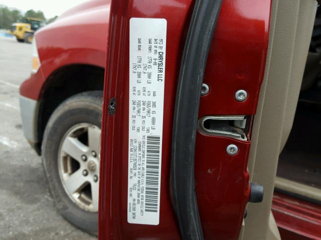 1D3HV13T19S708928 - 2009 DODGE RAM 1500 RED photo 10