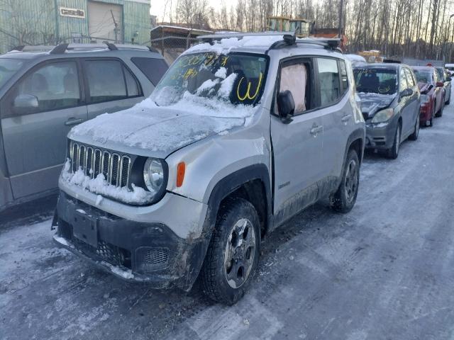 ZACCJBAT5GPD50615 - 2016 JEEP RENEGADE S ვერცხლისფერი ფოტო 2