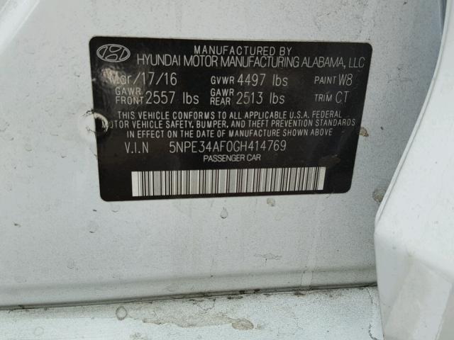 5NPE34AF0GH414769 - 2016 HYUNDAI SONATA SPO WHITE photo 10