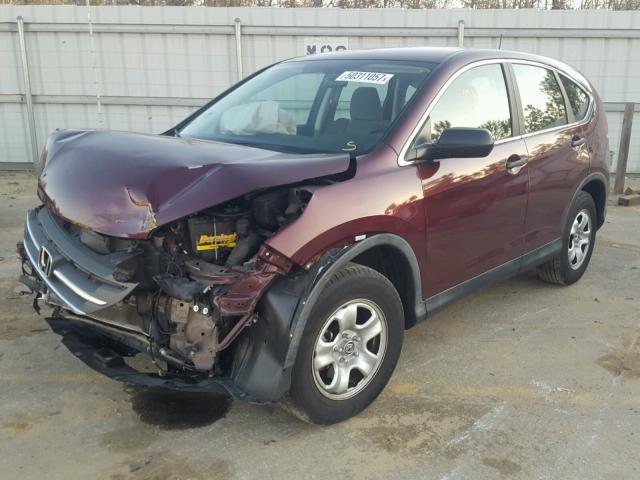 5J6RM3H38DL030115 - 2013 HONDA CR-V LX BURGUNDY photo 2