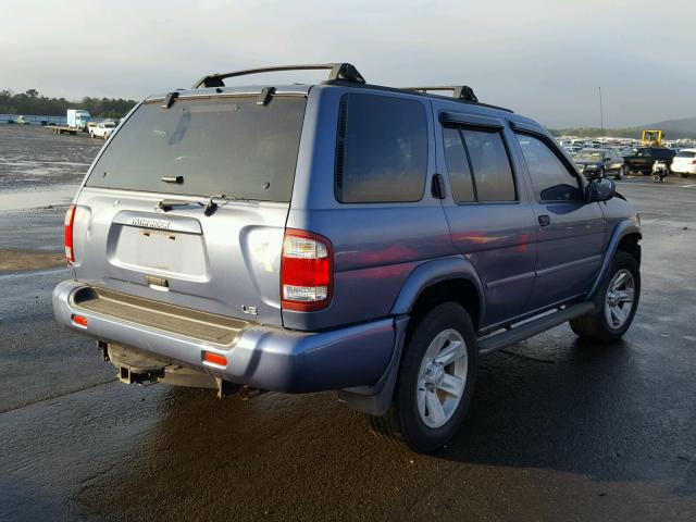 JN8DR09Y52W704232 - 2002 NISSAN PATHFINDER BLUE photo 4