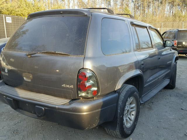 1B4HS28N31F612455 - 2001 DODGE DURANGO GRAY photo 4