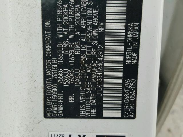 JTLKT334164042912 - 2006 TOYOTA SCION XB Ақ фото 10