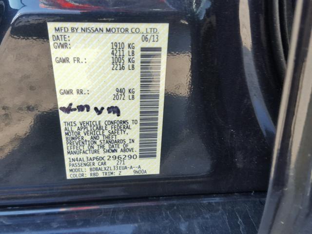 1N4AL3AP6DC296290 - 2013 NISSAN ALTIMA 2.5 CHARCOAL photo 10