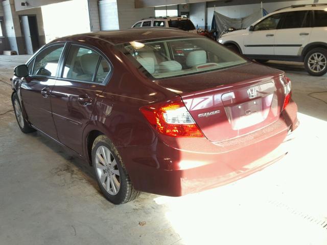 2HGFB2F85CH606277 - 2012 HONDA CIVIC EX BURGUNDY photo 3